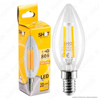 Bot Lighting Lampadina LED E14 6W Candela Filamento - mod. WLD2006X2