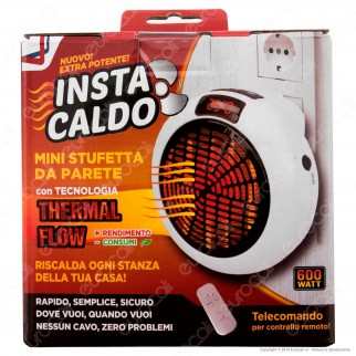 Intergross Insta Caldo Mini Stufetta da Parete con Telecomando