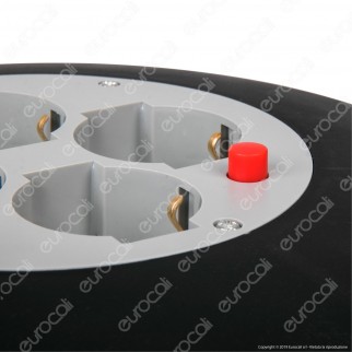 V-Tac Prolunga Avvolgicavo Spina 16A e 4 Prese 10/16A Bipasso/Schuko Colore Nero 25 metri - SKU 8703