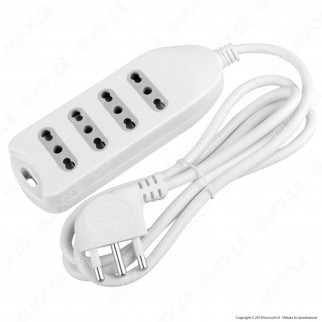 V-Tac Multipresa 4 Posti Colore Bianco con Attacco a Parete - SKU 8707