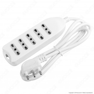 V-Tac Multipresa 5 Posti Colore Bianco con Attacco a Parete - SKU 8708