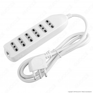 V-Tac Multipresa 5 Posti Colore Bianco con Attacco a Parete - SKU 8709