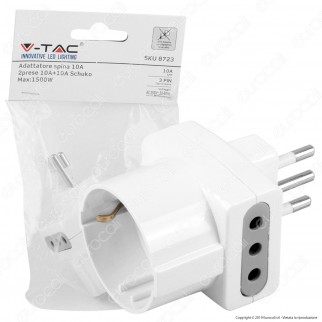 V-Tac Multipresa Adattatore Triplo con Schuko Colore Bianco - SKU 8723