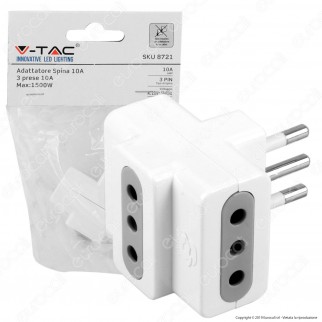 V-Tac Multipresa Adattatore Triplo con Prese 10A - SKU 8721