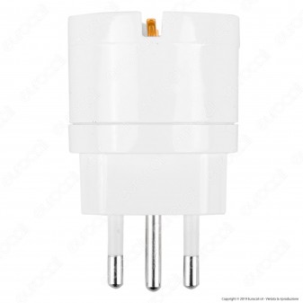 V-Tac Adattatore Singolo Schuko con Spina 10A Colore Bianco - SKU 8719