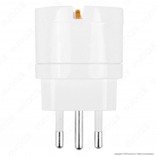V-Tac Adattatore Singolo Schuko con Spina 10A Colore Bianco - SKU 8719