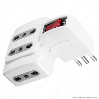 V-Tac Multipresa Adattatore Quadruplo Colore Bianco con Protezione Ripristinabile - SKU 8746