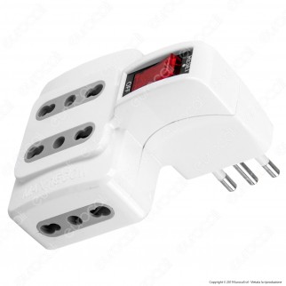 V-Tac Multipresa Adattatore Quadruplo Colore Bianco con Protezione Ripristinabile - SKU 8746