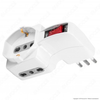 V-Tac Multipresa Adattatore Quadruplo Colore Bianco con Protezione Ripristinabile - SKU 8743