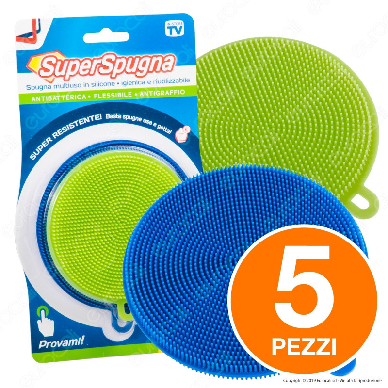 Kit 5 Super Spugna Intergross in Silicone Multiuso - 2 Confezioni da 2 Spugnette