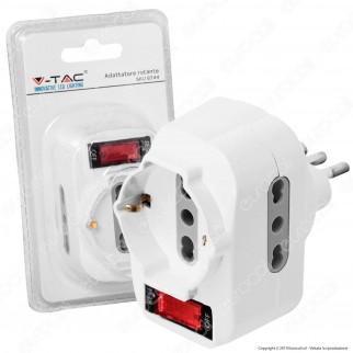 V-Tac Multipresa Adattatore Triplo Colore Bianco con Protezione Ripristinabile e Spina Rotante - SKU 8744