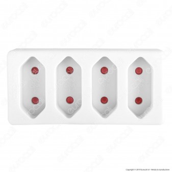V-Tac VT-1004 Multipresa Adattatore Quadruplo 4x2,5A Colore Bianco - SKU 8785