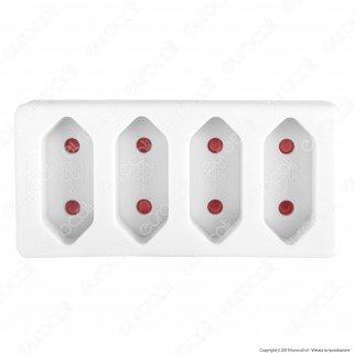 V-Tac VT-1004 Multipresa Adattatore Quadruplo 4x2,5A Colore Bianco - SKU 8785