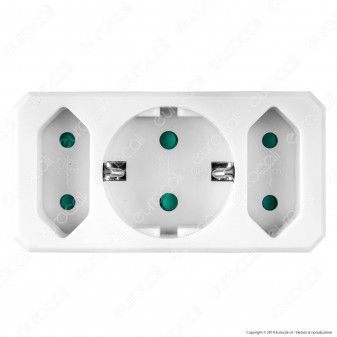 V-Tac VT-1005 Multipresa Adattatore Triplo Colore Bianco - SKU 8784