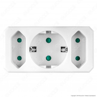 V-Tac VT-1005 Multipresa Adattatore Triplo Colore Bianco - SKU 8784