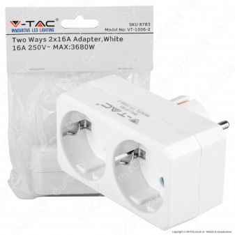 V-Tac VT-1006 Multipresa Adattatore Doppio Colore Bianco - SKU 8783