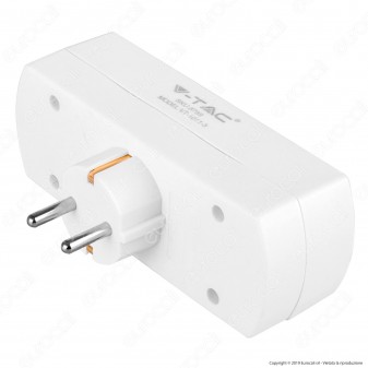 V-Tac VT-1011 Multipresa Adattatore Triplo Colore Bianco - SKU 8789