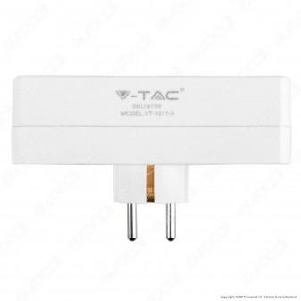 V-Tac VT-1011 Multipresa Adattatore Triplo Colore Bianco - SKU 8789