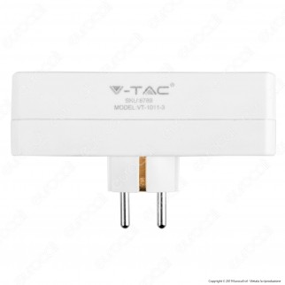 V-Tac VT-1011 Multipresa Adattatore Triplo Colore Bianco - SKU 8789