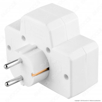 V-Tac VT-1010 Multipresa Adattatore Triplo Colore Bianco con Interruttore Luminoso - SKU 8788