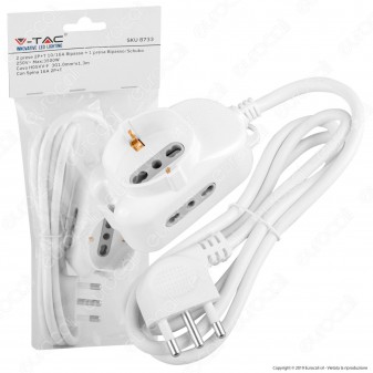 V-Tac Multipresa 3 Posti Colore Bianco - SKU 8733