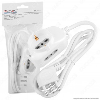 V-Tac Multipresa 3 Posti Colore Bianco - SKU 8733