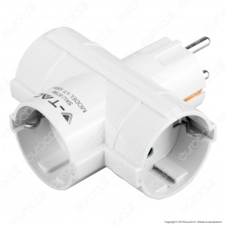 V-Tac VT-1008 Multipresa Adattatore Triplo Colore Bianco - SKU 8786