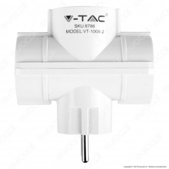 V-Tac VT-1008 Multipresa Adattatore Triplo Colore Bianco - SKU 8786