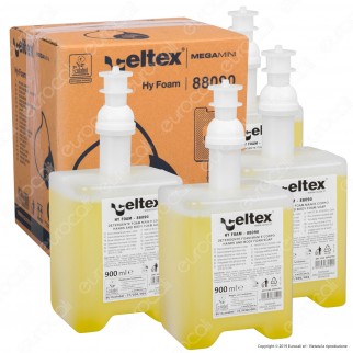 Celtex Megamini Hy Foam Sapone Lavamani per Dispenser - 4 Flaconi da 900 ml