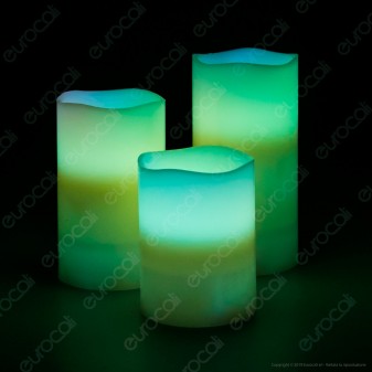 Intergross Color Candles 3 Candele LED RGB in Vera Cera con Telecomando - 10cm / 12cm / 15cm