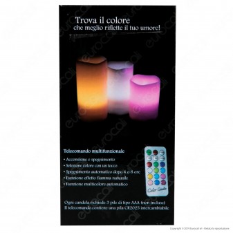 Intergross Color Candles 3 Candele LED RGB in Vera Cera con Telecomando - 10cm / 12cm / 15cm