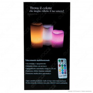 Intergross Color Candles 3 Candele LED RGB in Vera Cera con Telecomando - 10cm / 12cm / 15cm