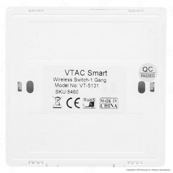 V-Tac VT-5131 Interruttore Wireless One Gang Senza Fili con Luce LED - SKU 8460