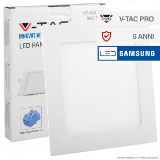 V-Tac PRO VT-612 SQ Pannello LED Quadrato 12W SMD da Incasso con