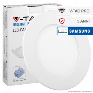 V-Tac PRO VT-606 RD Pannello LED Rotondo 6W SMD da Incasso con Driver