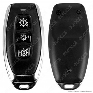 V-Tac VT-5143 Interruttore Wireless Tascabile 3 Gang Senza Fili con Luce LED IP54 - SKU 8463