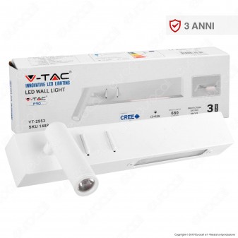 V-Tac PRO VT-2953 Lampada da Muro Wall Light LED CREE 3W + SMD 6W Colore Bianco - SKU 1488