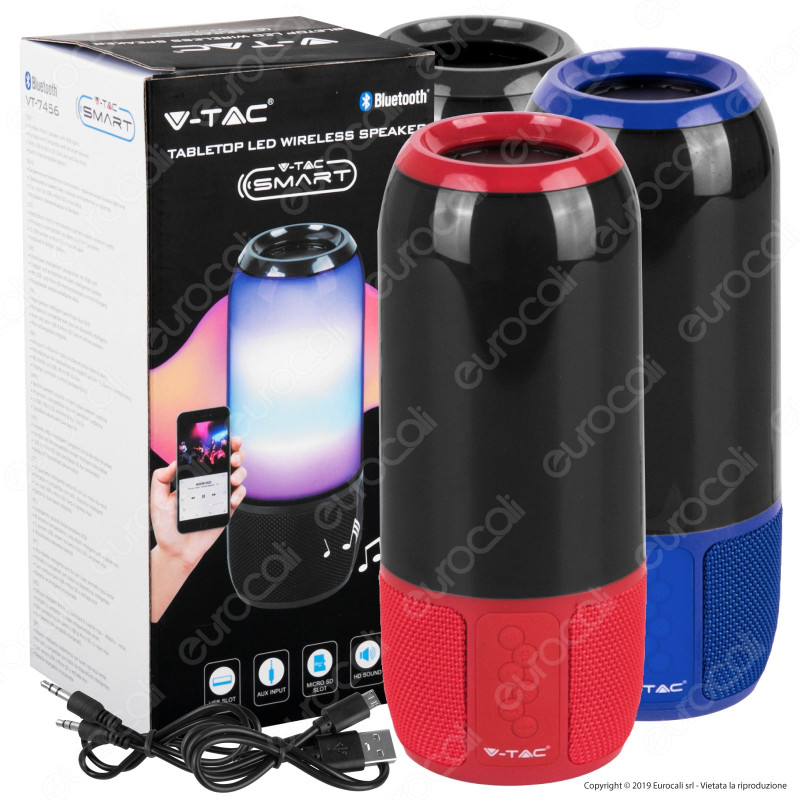 V-Tac VT-7456 Lampada Smart da Tavolo LED RGB 6W con Speaker - SKU 8569 / 8570 / 8571