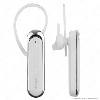V-Tac VT-6800 Auricolare Bluetooth Headset Colore Bianco - SKU 7703