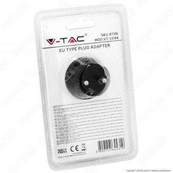V-Tac VT-1044 Adattatore con 2 Porte USB con Spina e Pesa Schuko Colore Nero - SKU 8796