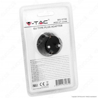 V-Tac VT-1044 Adattatore con 2 Porte USB con Spina e Pesa Schuko Colore Nero - SKU 8796