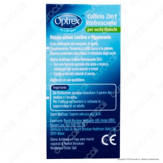 Optrex ActiDrops Collirio 2in1 Rinfrescante per Occhi Stanchi - Flacone da 10ml