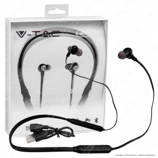 V-Tac VT-6166 Coppia di Auricolari Bluetooth Sports Earphones Colore Nero - SKU 7710