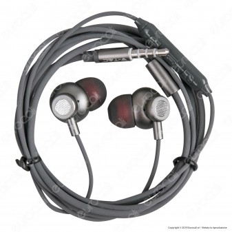 V-Tac VT-1032 Coppia di Auricolari con Microfono e Jack 3,5mm Colore Grigio - SKU 7706