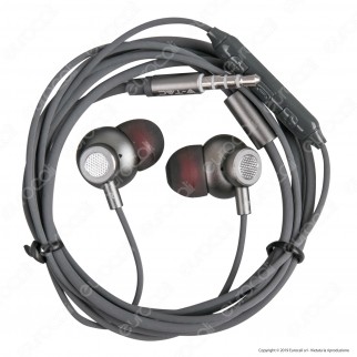 V-Tac VT-1032 Coppia di Auricolari con Microfono e Jack 3,5mm Colore Grigio - SKU 7706