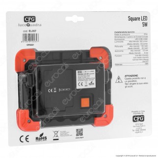 CFG Faro LED COB 5W Portatile a Batteria - mod. EL057