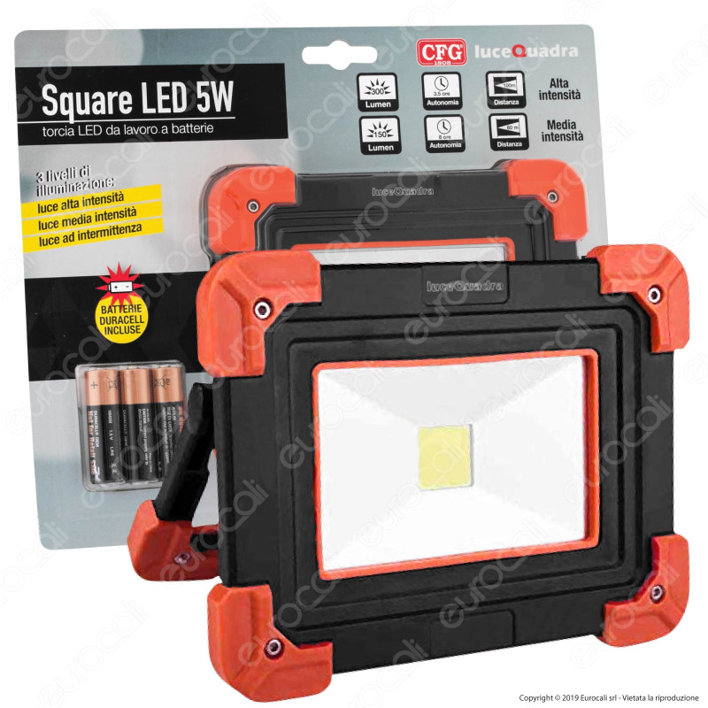 CFG Faro LED COB 5W Portatile a Batteria - mod. EL057