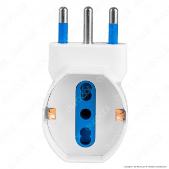 FAI Adattatore Singolo Salvaspazio Schuko Colore Bianco Spina 16A -