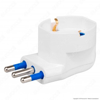 CFG Adattatore Singolo Salvaspazio Schuko Colore Bianco Spina 16A - per Interno - mod. ES012