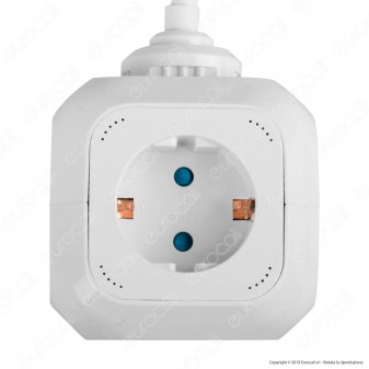 V-Tac Multipresa Salvaspazio 4 Posti e 2 Prese USB Colore Bianco - SKU 8800